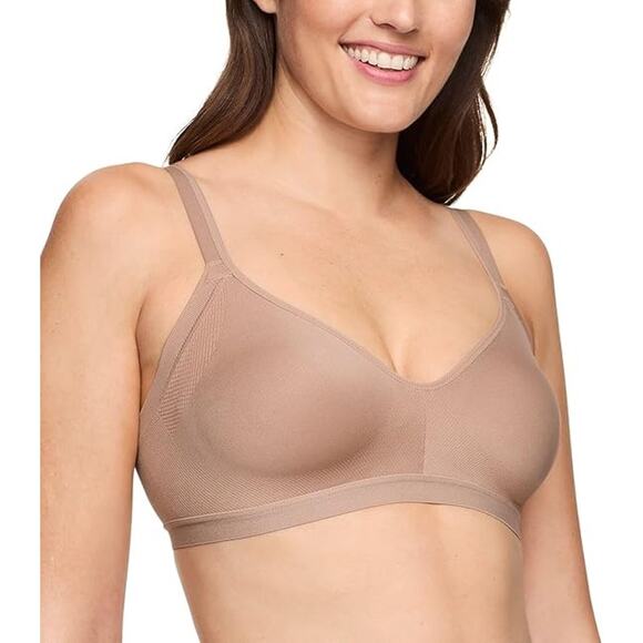 New Warners Womens Small Tan Blissful Benefits Underarm Smoothing Wireless Bra - Picture 2 of 4
